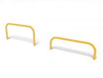 Push Up Bars utegym i gul färg – två höjder för ergonomiska armhävningar utomhus