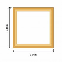 Sandlåda Toria måttskiss längd 3x3 meter