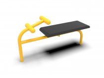 Situpsbänk för utomhusgym i gult stål och svart liggyta.