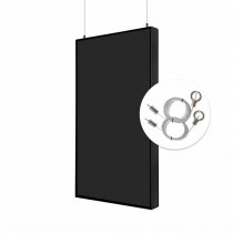 Smart Line Digital skärm 50 tum i svart modell med takupphängning och vajerkit för flexibel digital skyltning.
