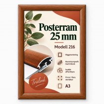 Snäppram A3 format med mörk träimitation och 25 mm aluminiumprofil