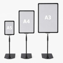 Svart skylthållare i A5, A4 och A3
