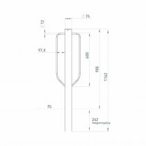 Cykelpollare Citypro Ø76 mm nedgjutning teknisk måttritning