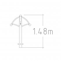 Teknisk höjdritning för Air Skier med totalhöjd 1,48 meter.