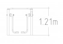 Air Walker utegym – teknisk ritning med höjdmått 1,21 m