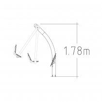 Teknisk ritning av benpress för utegym – höjd 1,78 meter