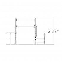 Teknisk ritning av Multi Fitness Gym med höjdmått 2,27 meter