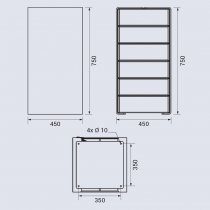 Teknisk ritning sopsorteringskärl utomhus i stål KUBE med mått
