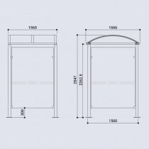 Väderskydd för betalterminaler 1560×1560 mm med säkerhetsglas och kupoltak
