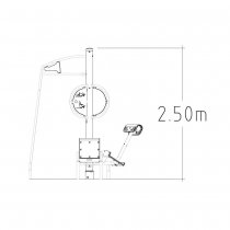 Teknisk ritning av Bico utegym med höjdmått 2,50 meter