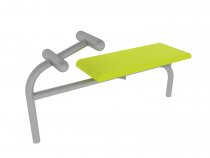 Situpsbänk för utomhusgym i limegrönt och grått utförande.