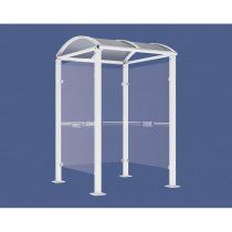 Vitt väderskydd för betalterminaler 1560×1560 mm i RAL 9010, anpassat för P-automater i offentlig miljö