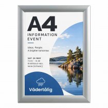Vattentät snäppram / affischram A4 - Silver