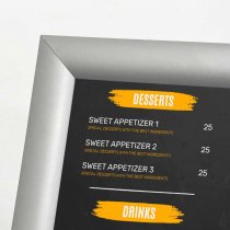 Vridbar skylthållare A3 silver med snäppram 25 mm