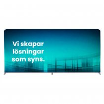 Zipper Wall mässvägg 500 x 230 cm i rak modell med tygtryck