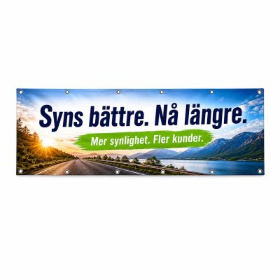 Banderoll 1 x 3 meter med tryck och öljetter
