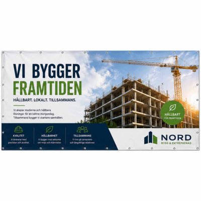 Stor Banderoll 3 x 6 meter med tryck och öljetter