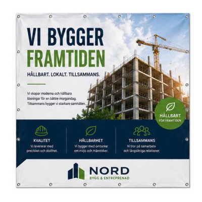 Stor Banderoll 4 x 4 meter med tryck och öljetter