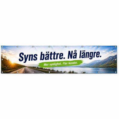 Banderoll 5 x 1 meter med tryck och öljetter