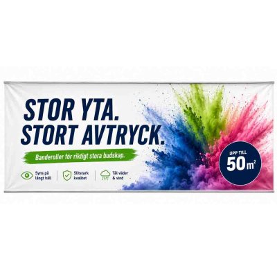 Banderoll med kedersöm 5x10 meter tryck ingår