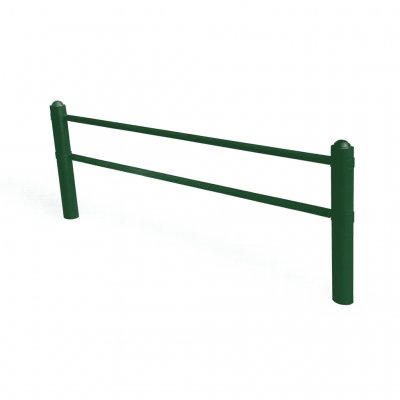 Bassektion Ströget räcke H900 i mörkgrön RAL 6012, staket i pulverlackerat stål för offentlig miljö.