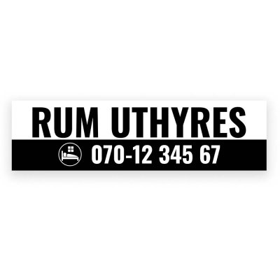 Billig vepa och banderoll design RUM UTHYRES med öljetter 4000x1100 mm