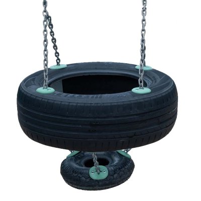 Klassisk gunga med dubbla bildäck med rostfria kedjor