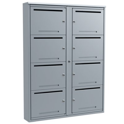 Fastighetsbox 2x4 stående silvergrå