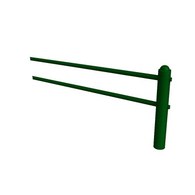 Bassektion Ströget räcke H900 i mörkgrön RAL 6012, staket i pulverlackerat stål för offentlig miljö.