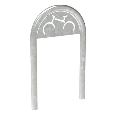 Galvaniserad låsbåge med cykelskylt för nedgjutning