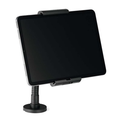 Låsbar surfplattehållare vägg och bord med svanhals, iPad i liggande läge