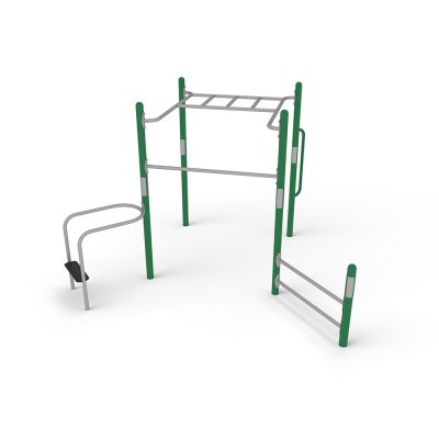 Multi Fitness Gym utegym i grönt och grått stål med flera övningsmöjligheter”