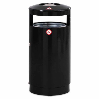 Papperskorg Heavy duty 2.5 mm med askkopp - 70L Svart