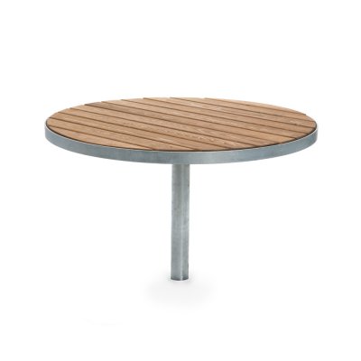 Runt utebord trä och galvad