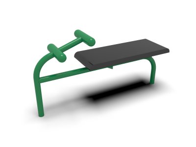 Situpsbänk för utomhusbruk i grön kulör med svart liggyta.