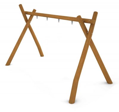 Gungställning med trästockar