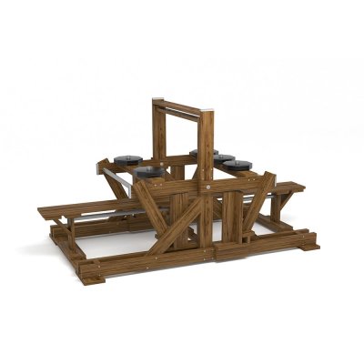 Utegym trä - bänkpress i naturligt material