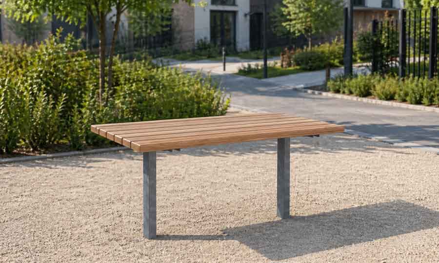 Parkbord för nedgjutning i offentlig miljö