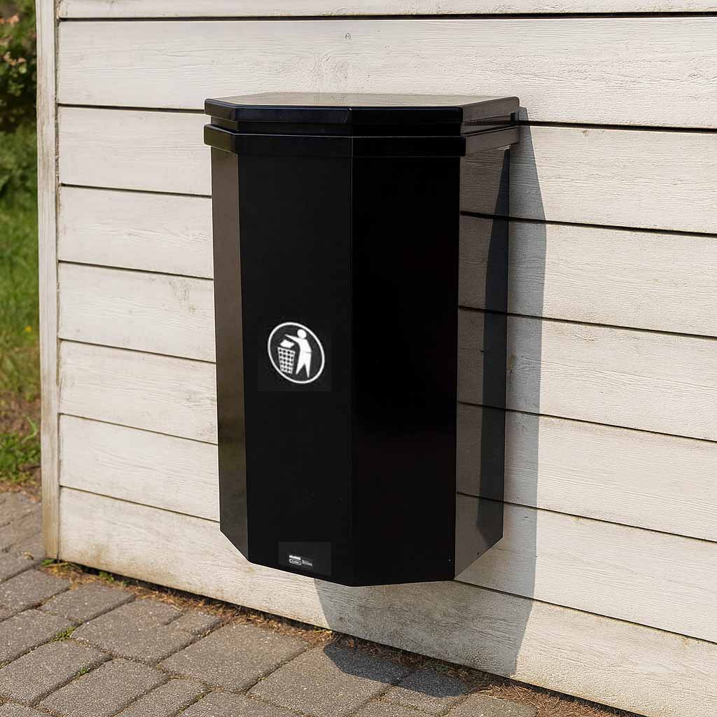 Väggmonterad papperskorg i metall