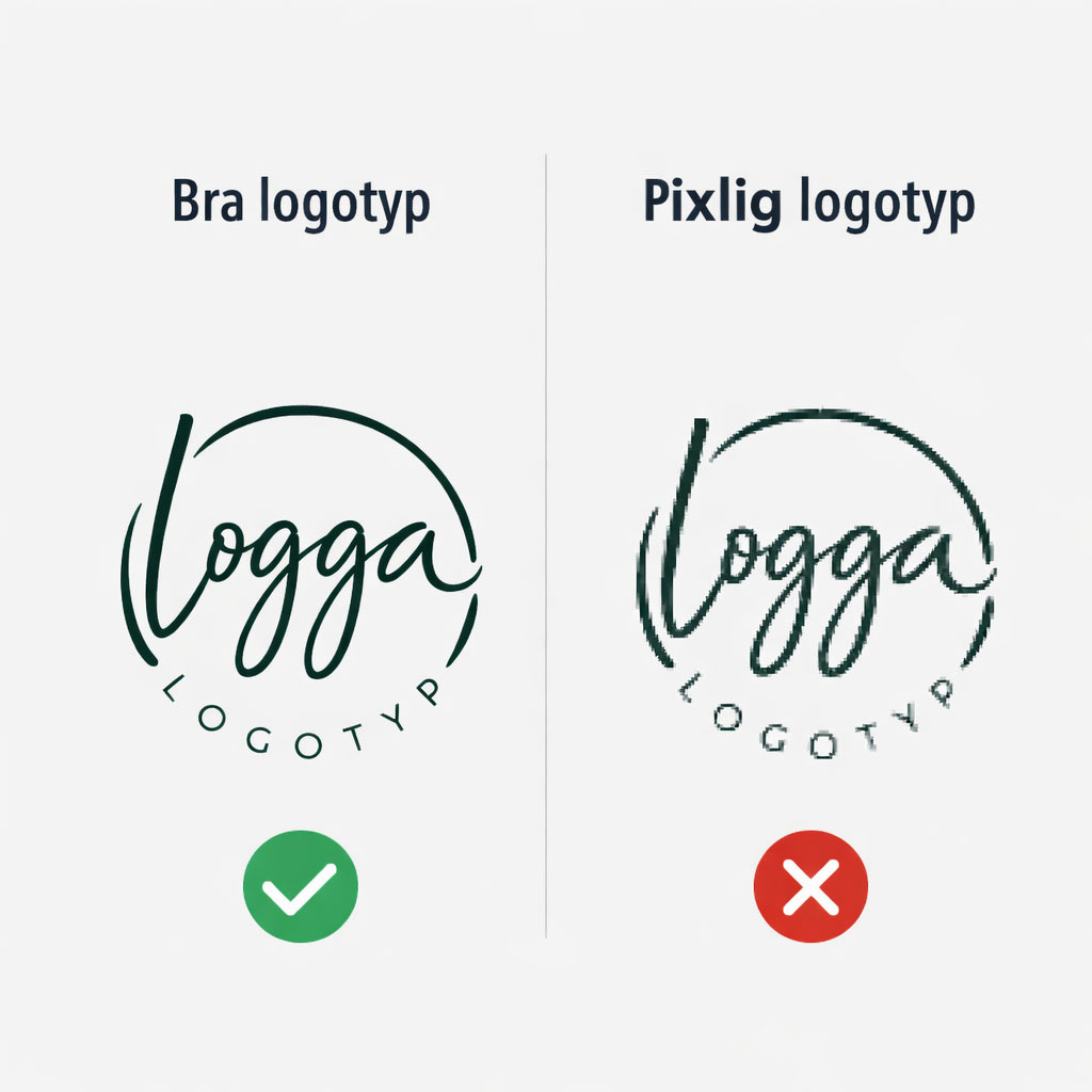 Exempel på vektoriserad och pixlig logotyp