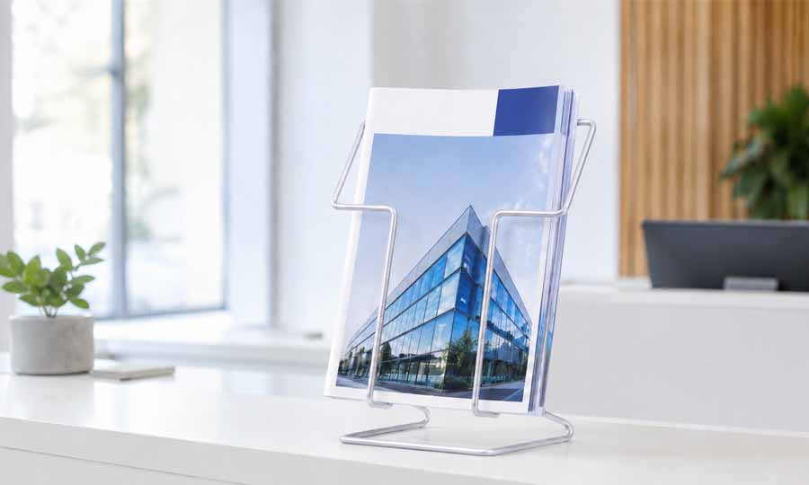 Bordställ ett broschyrställ bord på disk för A4