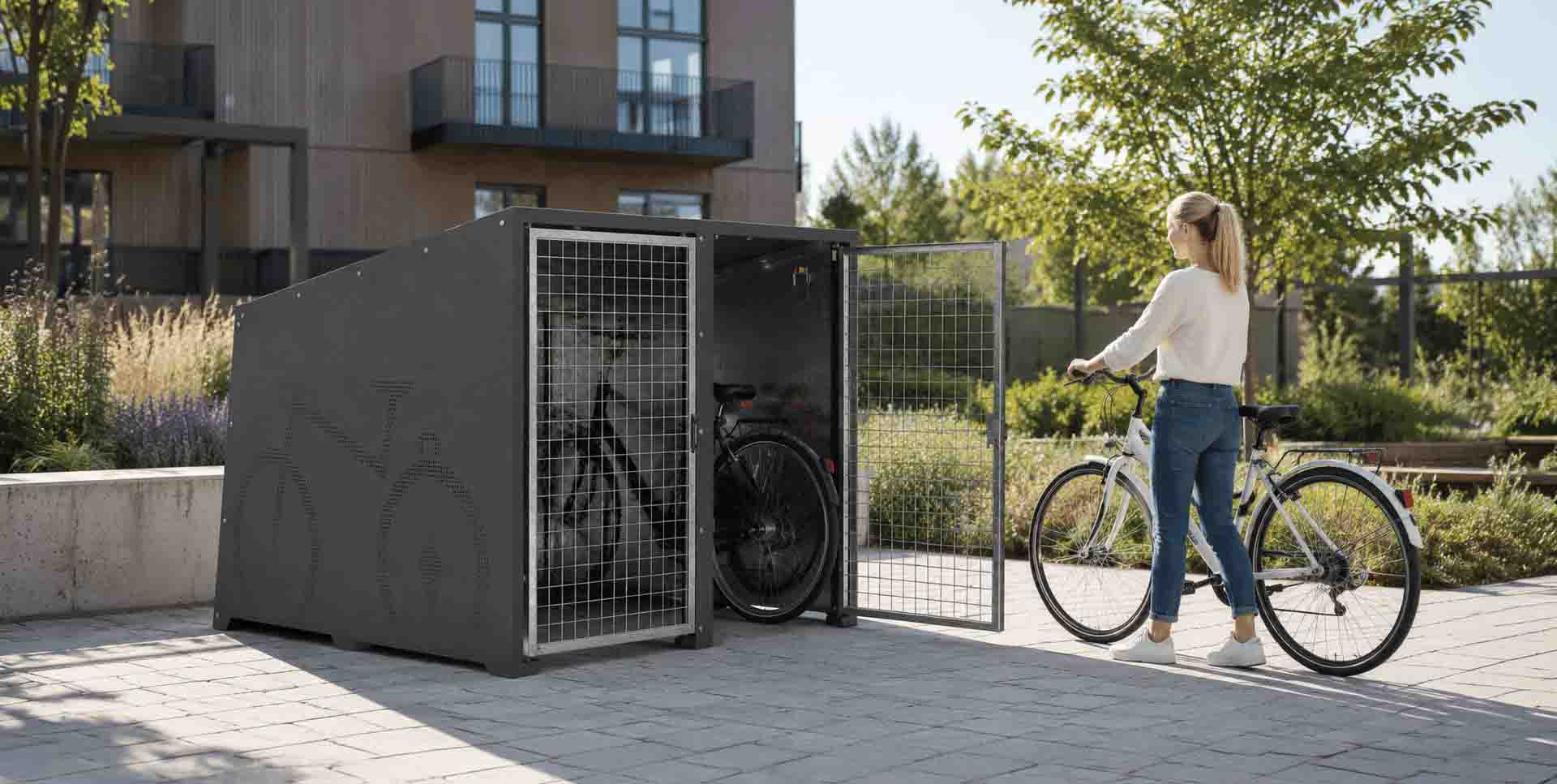 Cykelförråd utomhus för BRF fastighet och företag