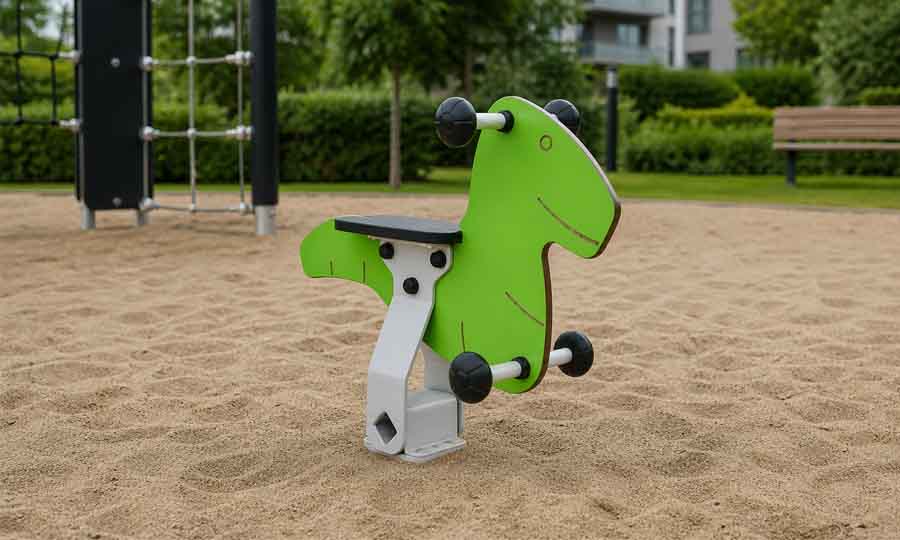 Fjädergunga och vippdjur till lekplats och park