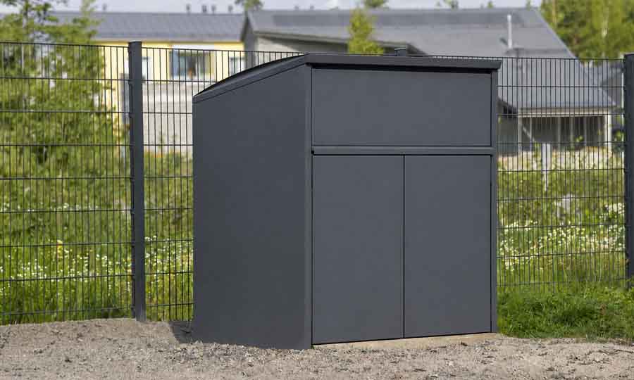 Fristående kärlskåp i mörkgrått för gårdsmiljö