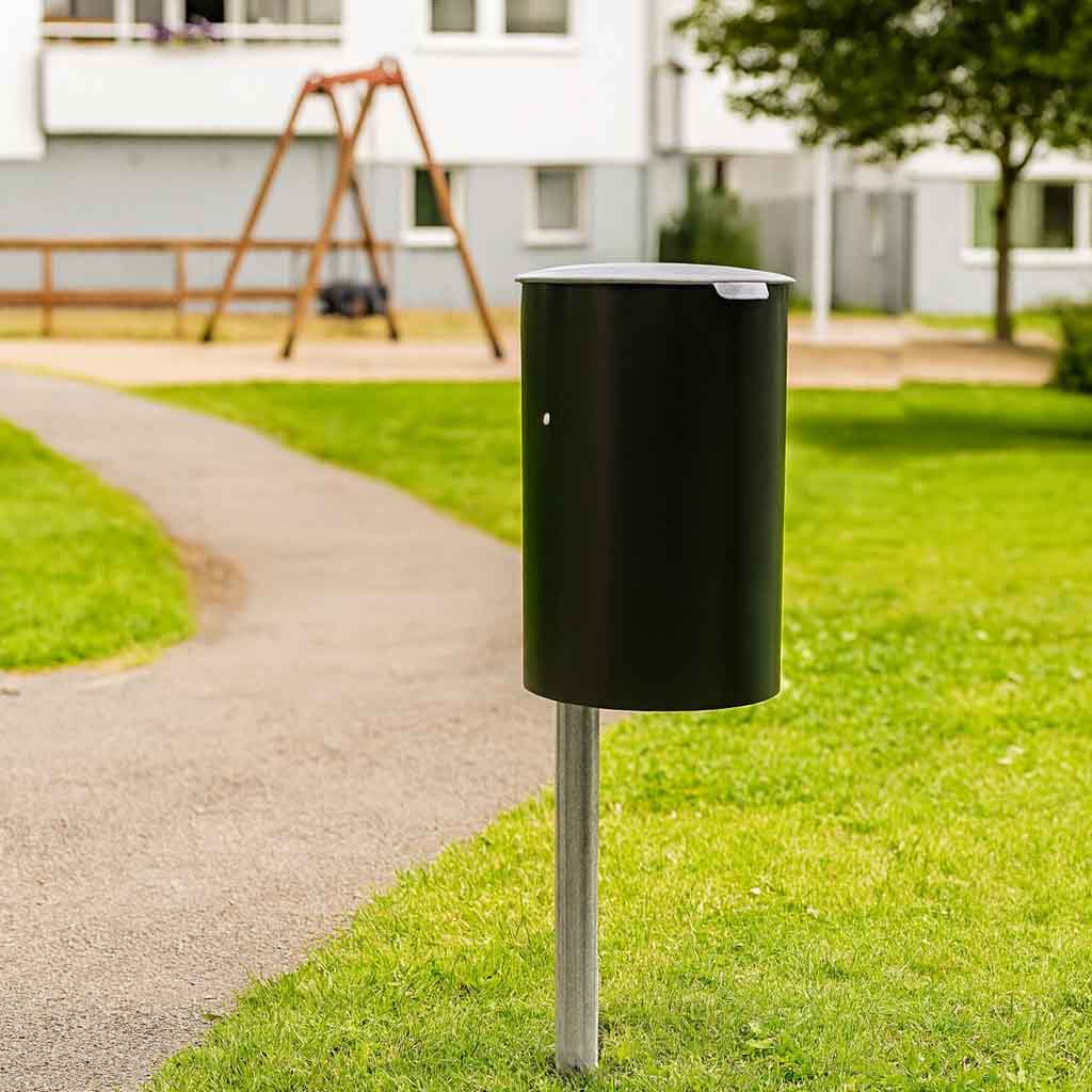 Platsgjuten papperskorg för offentlig miljö