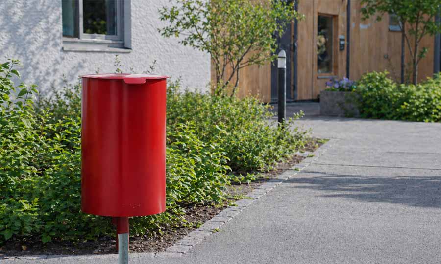 Platsgjuten papperskorg för offentlig miljö