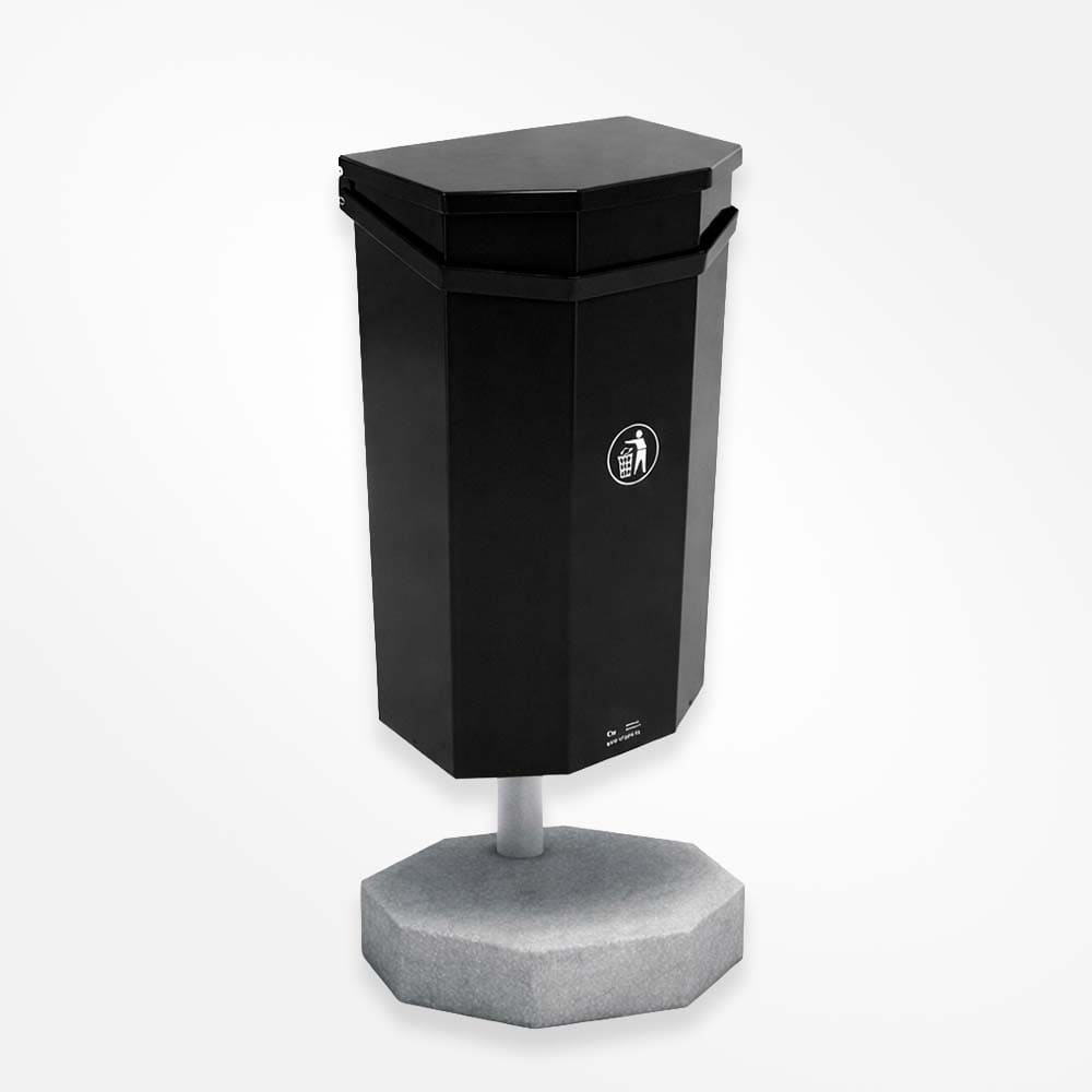 Papperskorg utomhus med fundament