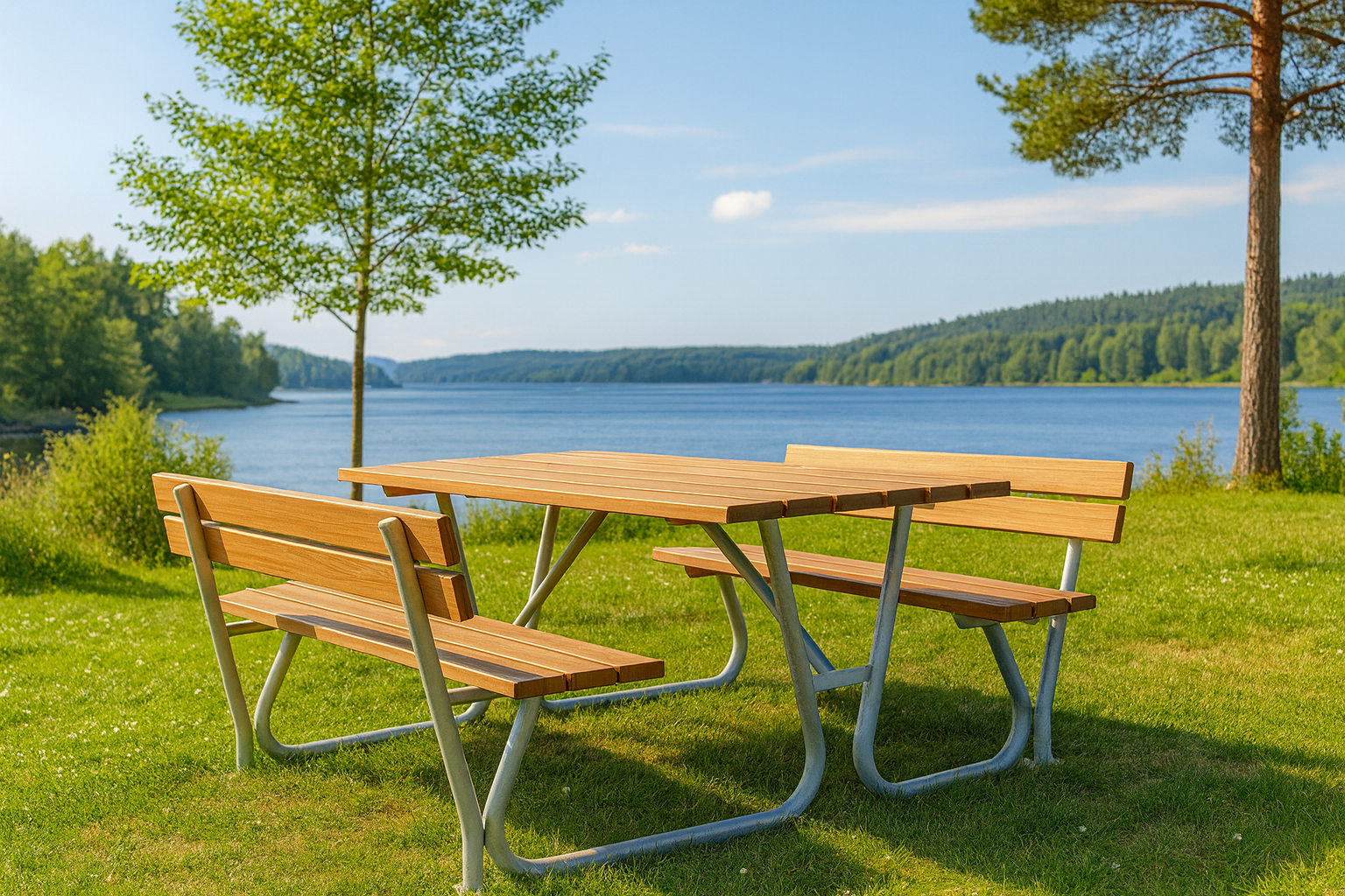 Rastplatsbord - picknickbord rastplats vid sjö
