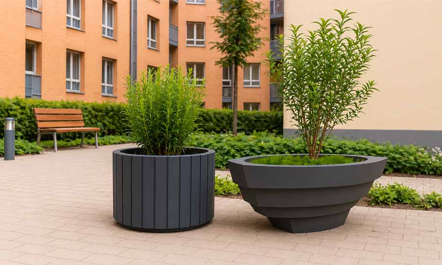 Planteringskärl och stora krukor på BRF offentlig miljö
