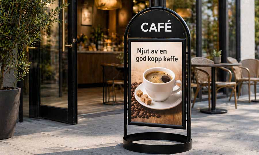 trottoarskyltar och gatupratare